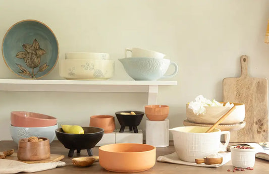 A Celebration of Colourful Ceramic Bowls in Pantry