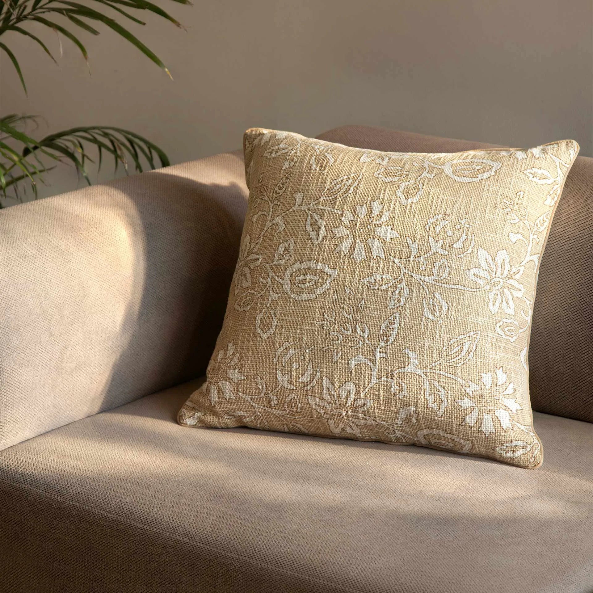 Melange printed cotton cushion cover