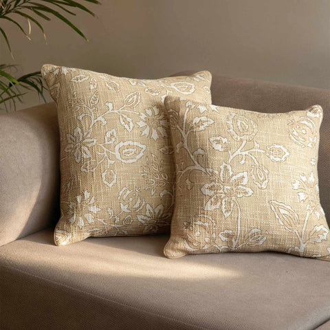 Melange printed cotton cushion cover