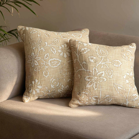 Melange printed cotton cushion cover