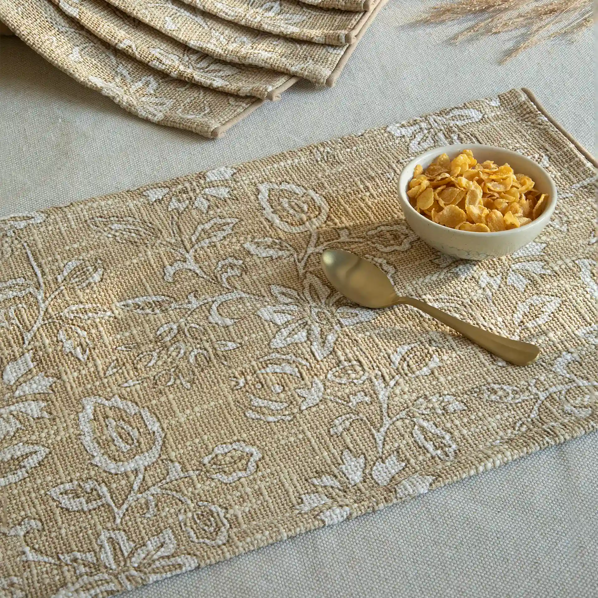 Melange printed cotton placemat set of 6