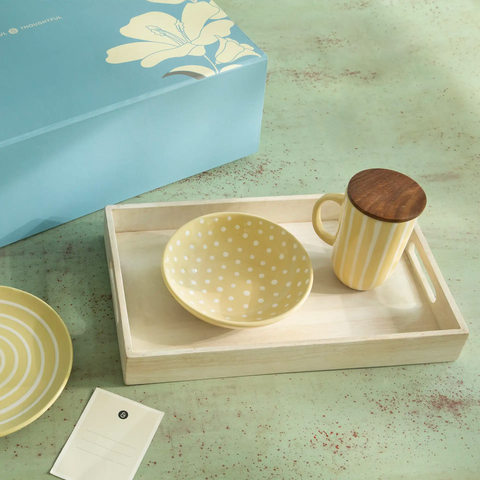 Classic Shapes Breakfast Gift Set in Pastel Yellow