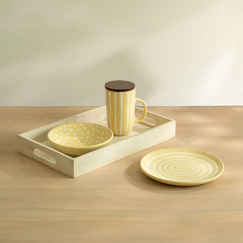 Classic Shapes Breakfast Gift Set in Pastel Yellow