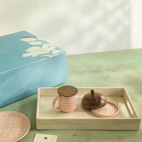 Classic Shapes Breakfast Gift Set in Blush Pink