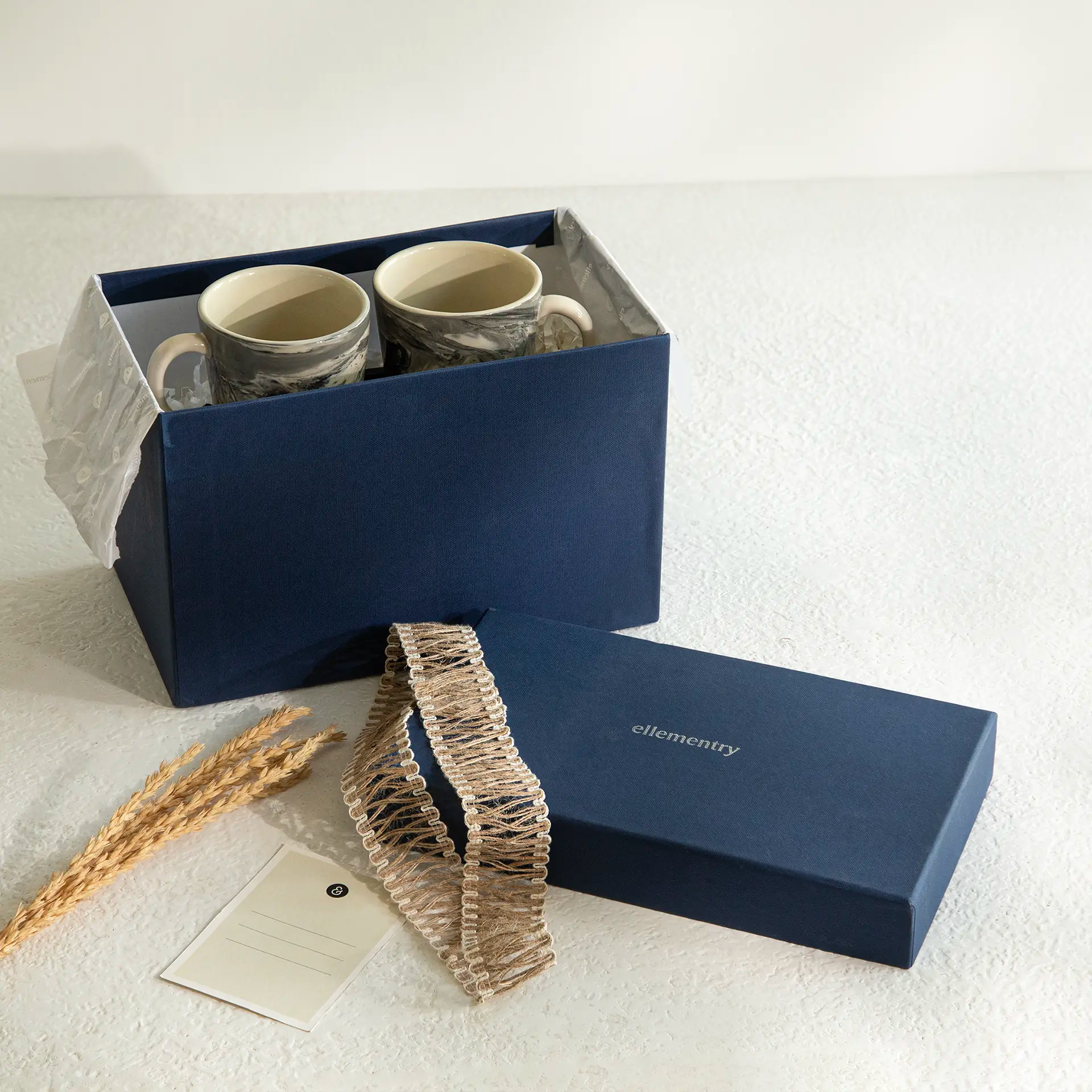 Carbon Tapered Mug Set with Tray Gift Box