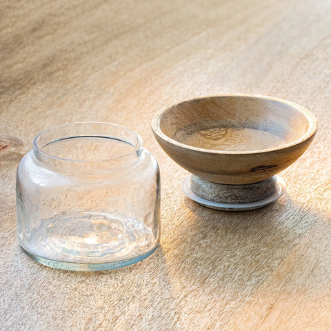 Twain Glass Jar with Wooden Bowl (small)