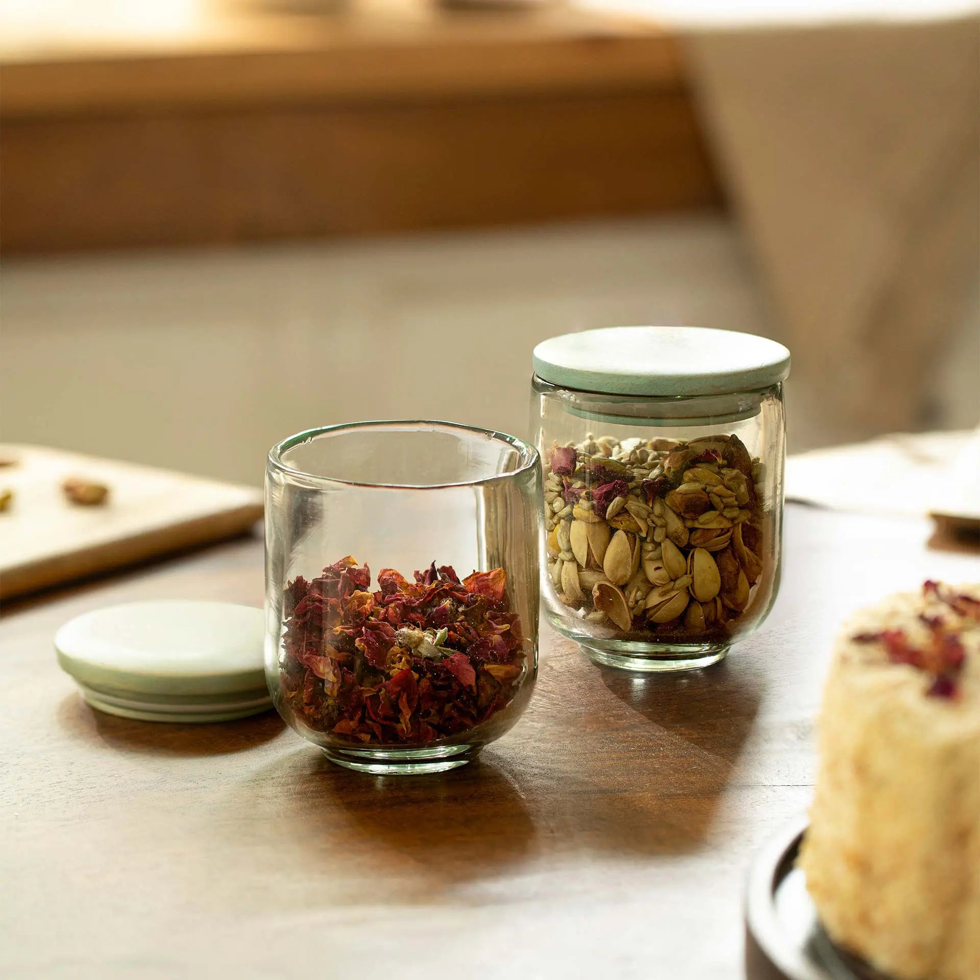 Pastel Lid Glass Jar Set of 2