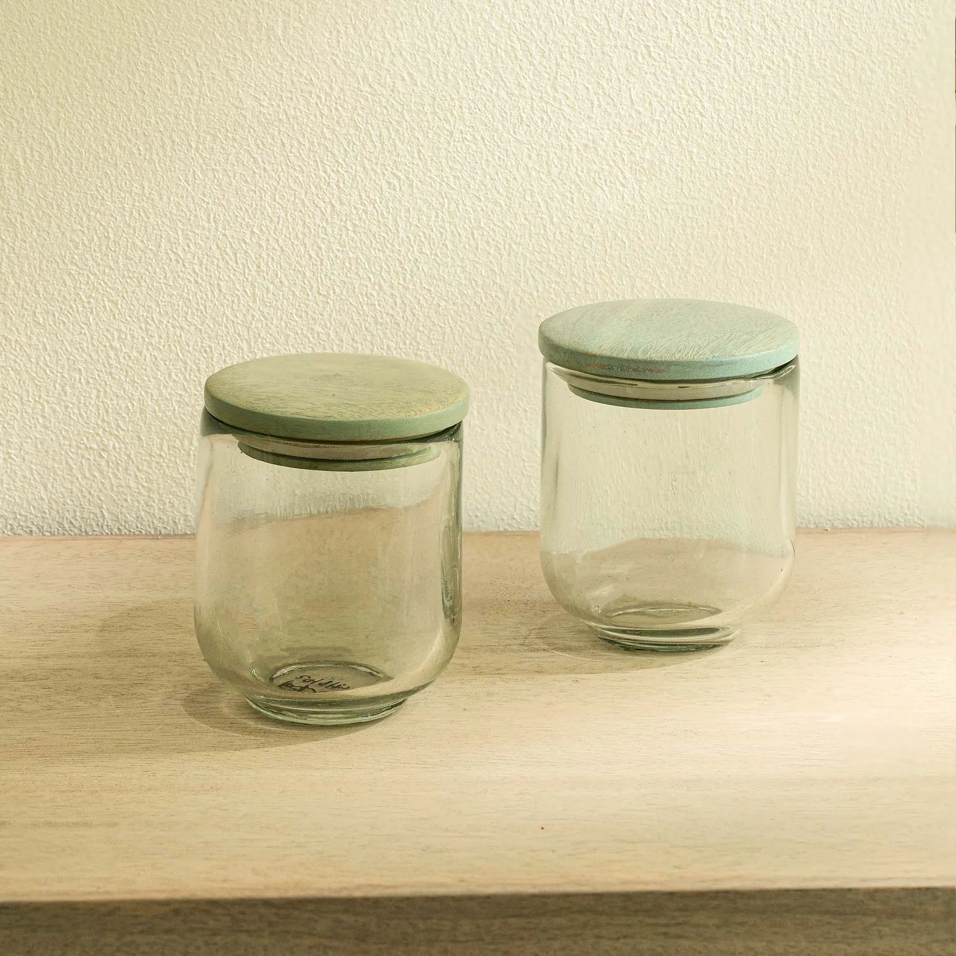 Pastel Lid Glass Jar Set of 2