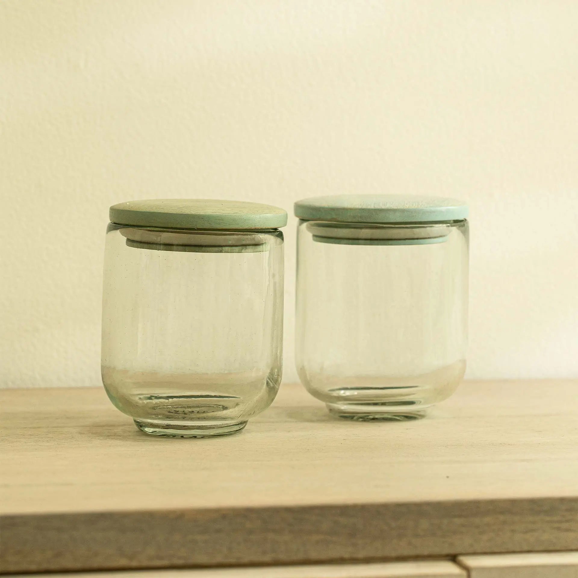 Pastel Lid Glass Jar Set of 2