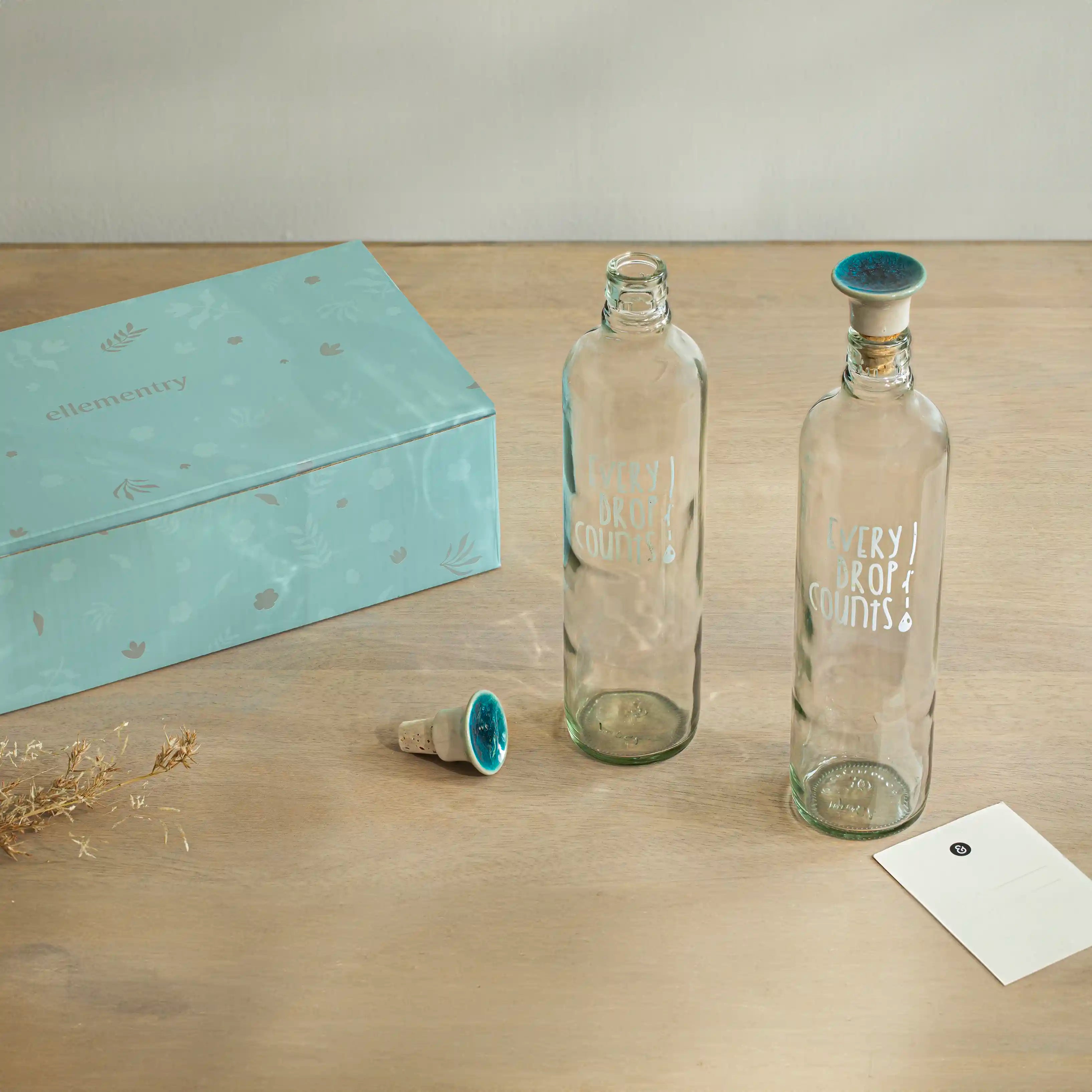 Drop Glass Water Bottle Set of Two