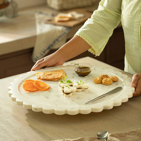 Crescent Lazy Susan with Wooden Base