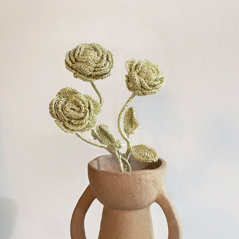 rose gold crochet flower- set of 3