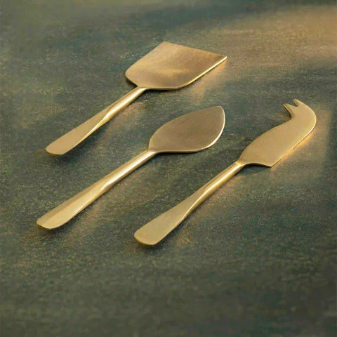 Champagne Gold Cheese Knife Set of 3 with Matt Finish