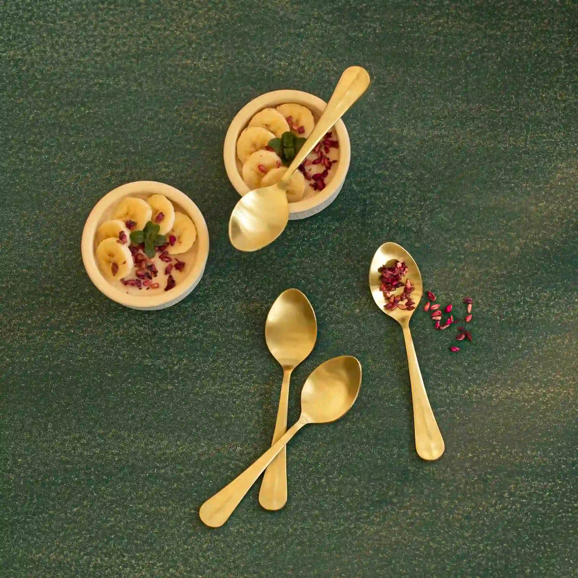 Champagne Gold Dessert Spoon Set of 4 with Matt Finish