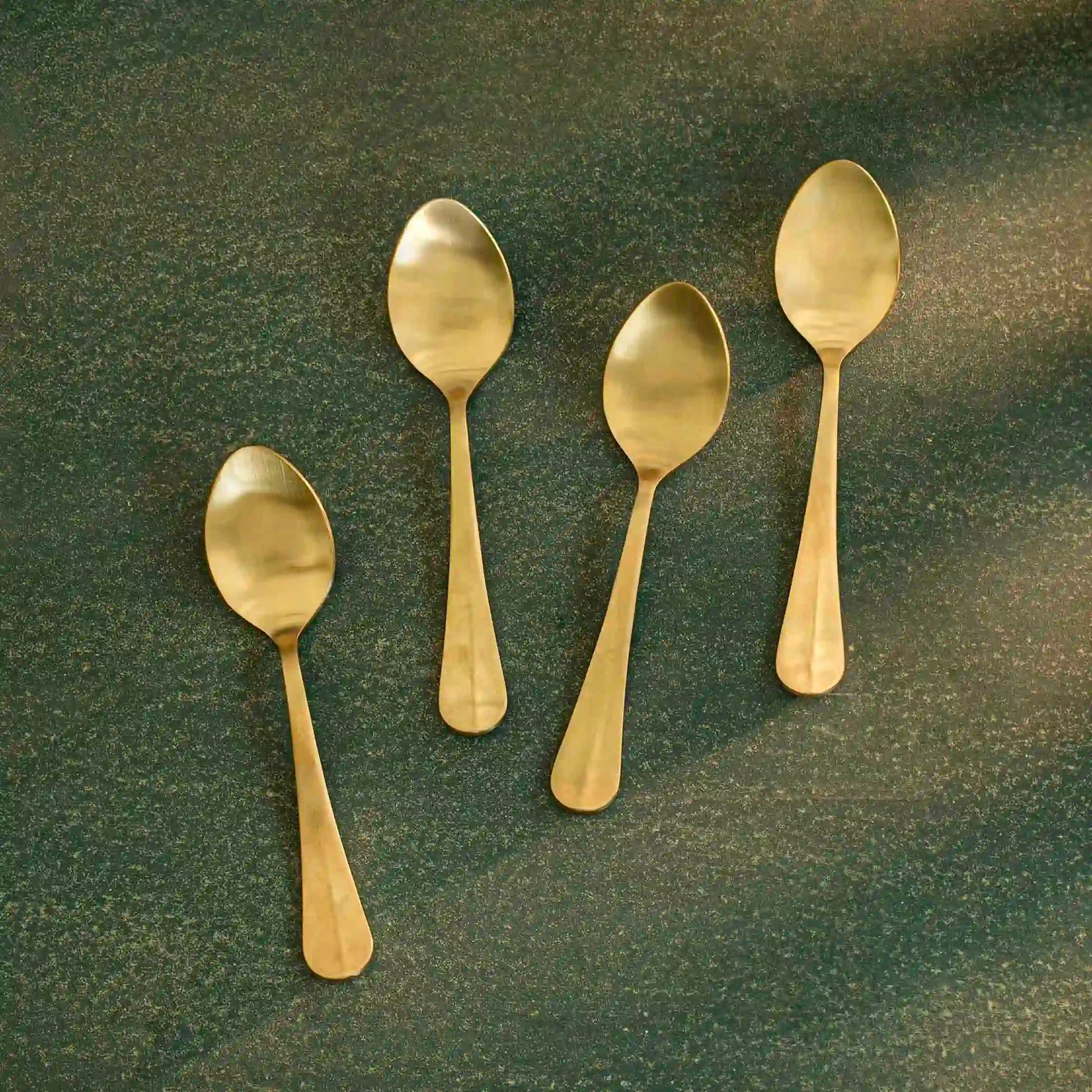 Champagne Gold Dessert Spoon Set of 4 with Matt Finish