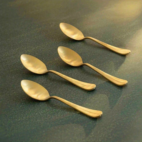 Champagne Gold Dessert Spoon Set of 4 with Matt Finish