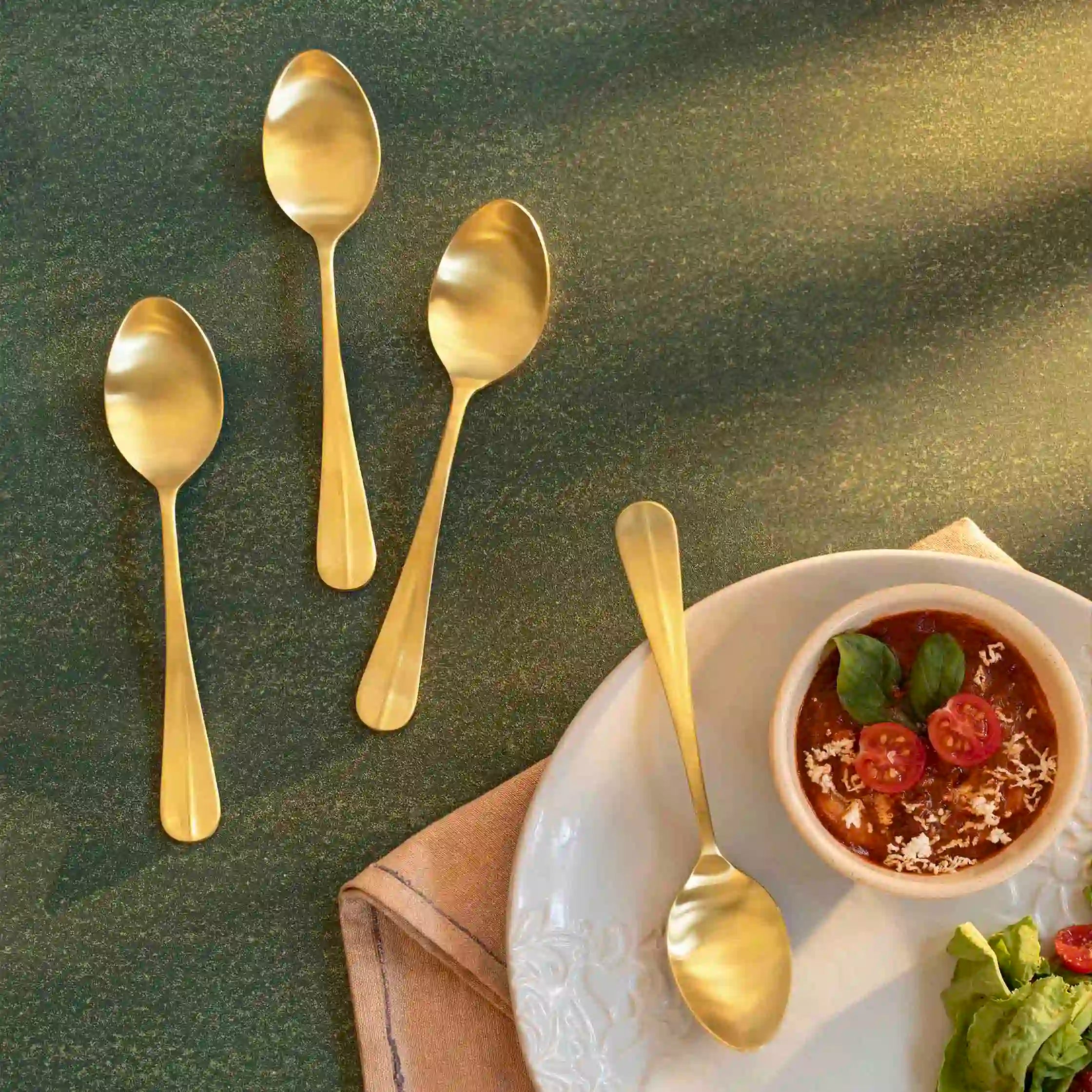 Champagne Gold Dinner Spoon Set of 4 with Matt Finish