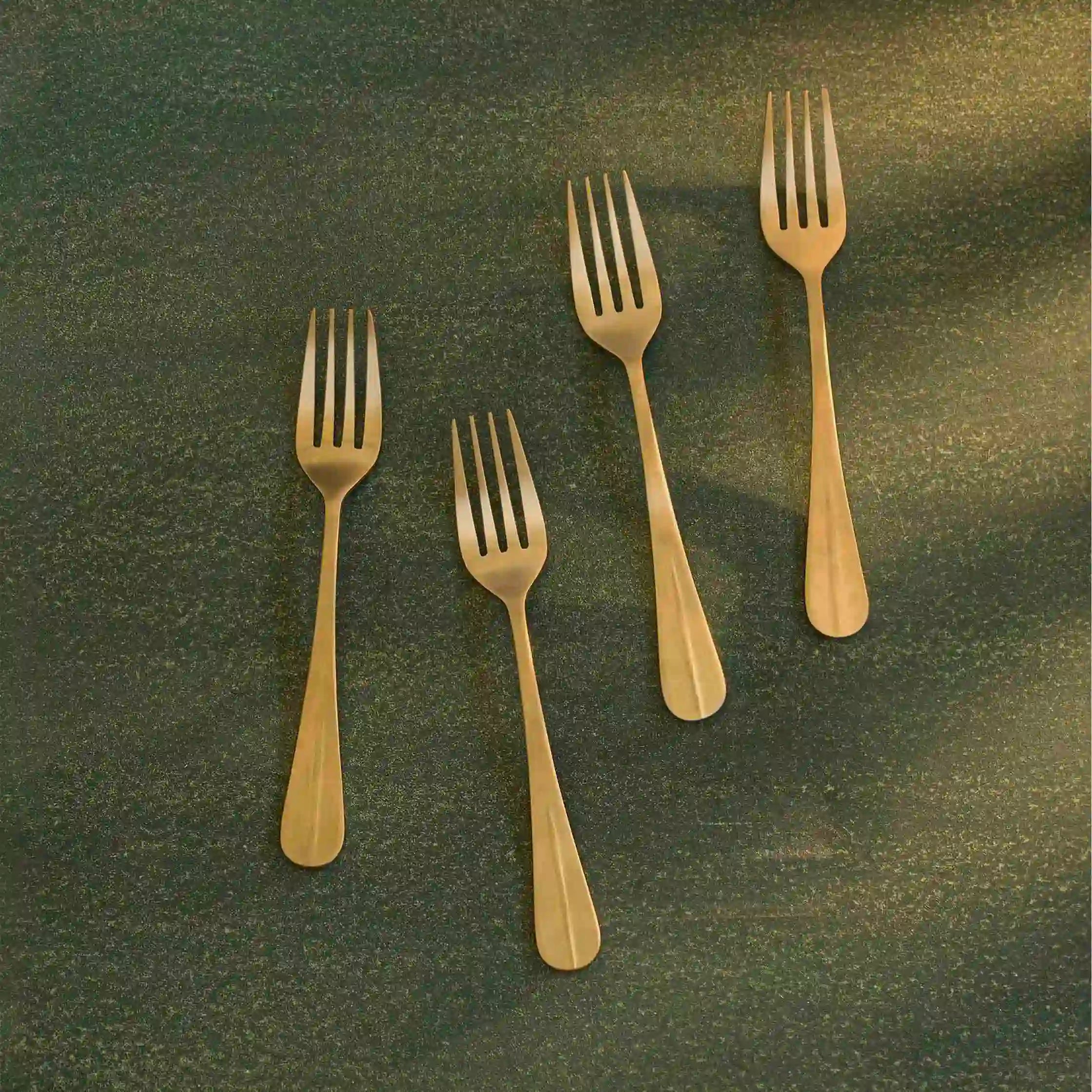 Champagne Gold Dinner Fork Set of 4 with Matt Finish