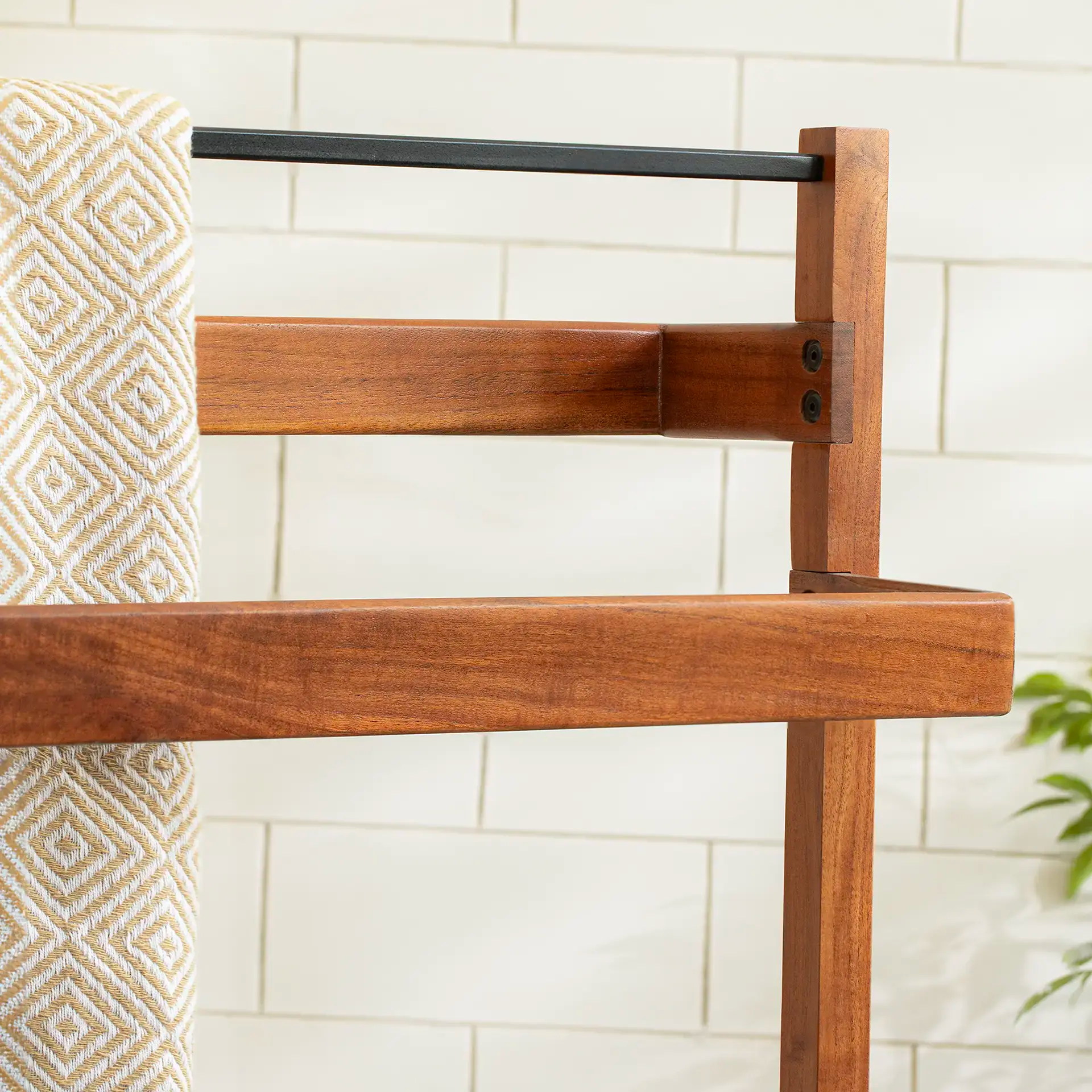 Ready-To-Assemble Wooden Towel Holder with Shelf