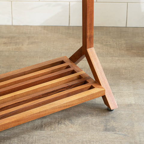 Ready-To-Assemble Wooden Towel Holder with Shelf