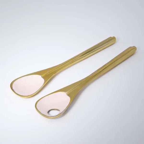 Pink Metal And Enamel Fusion Salad Set (Set Of 2)