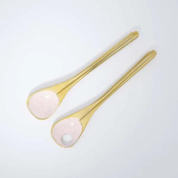 Pink Metal And Enamel Fusion Salad Set (Set Of 2)