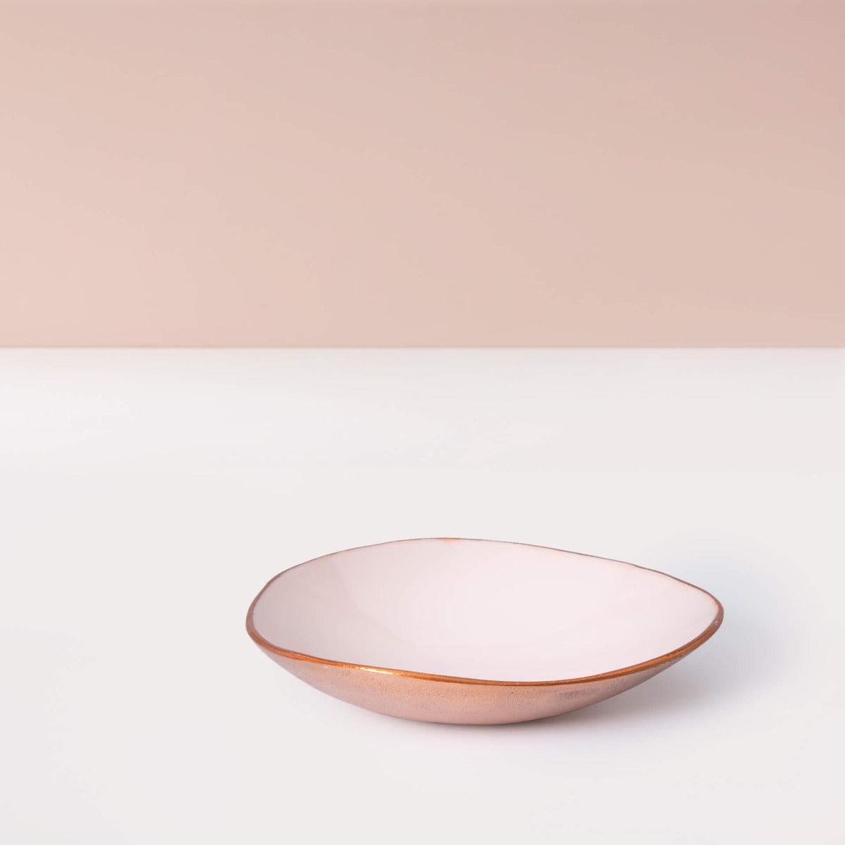 pink metal-enamel fusion platter- medium