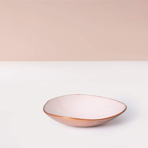 pink metal-enamel fusion platter- medium - ellementry