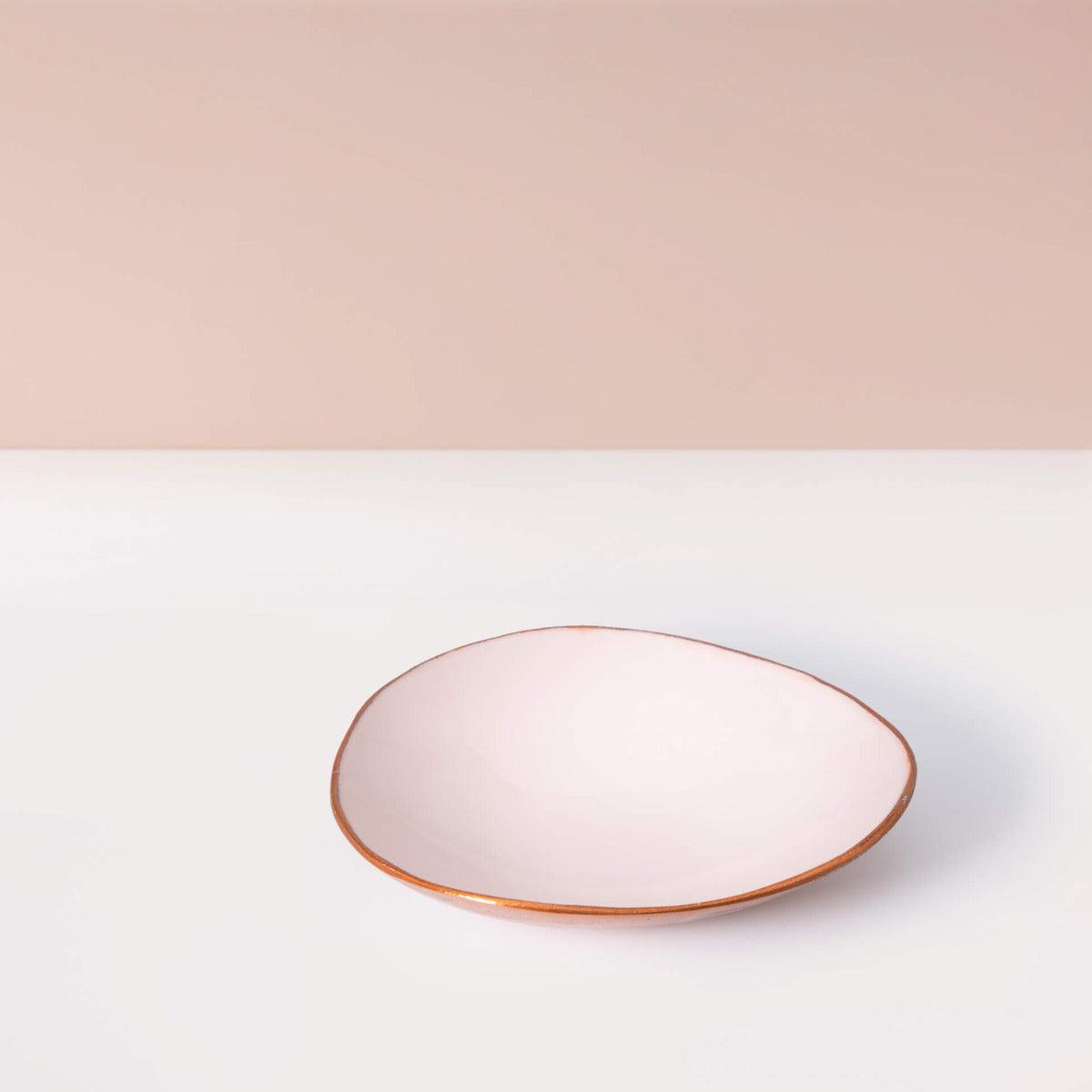 pink metal-enamel fusion platter- medium