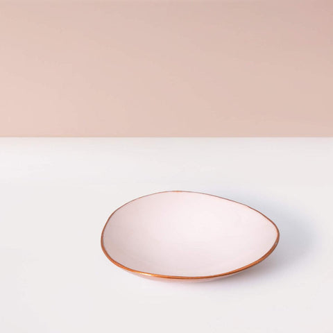 pink metal-enamel fusion platter- medium - ellementry