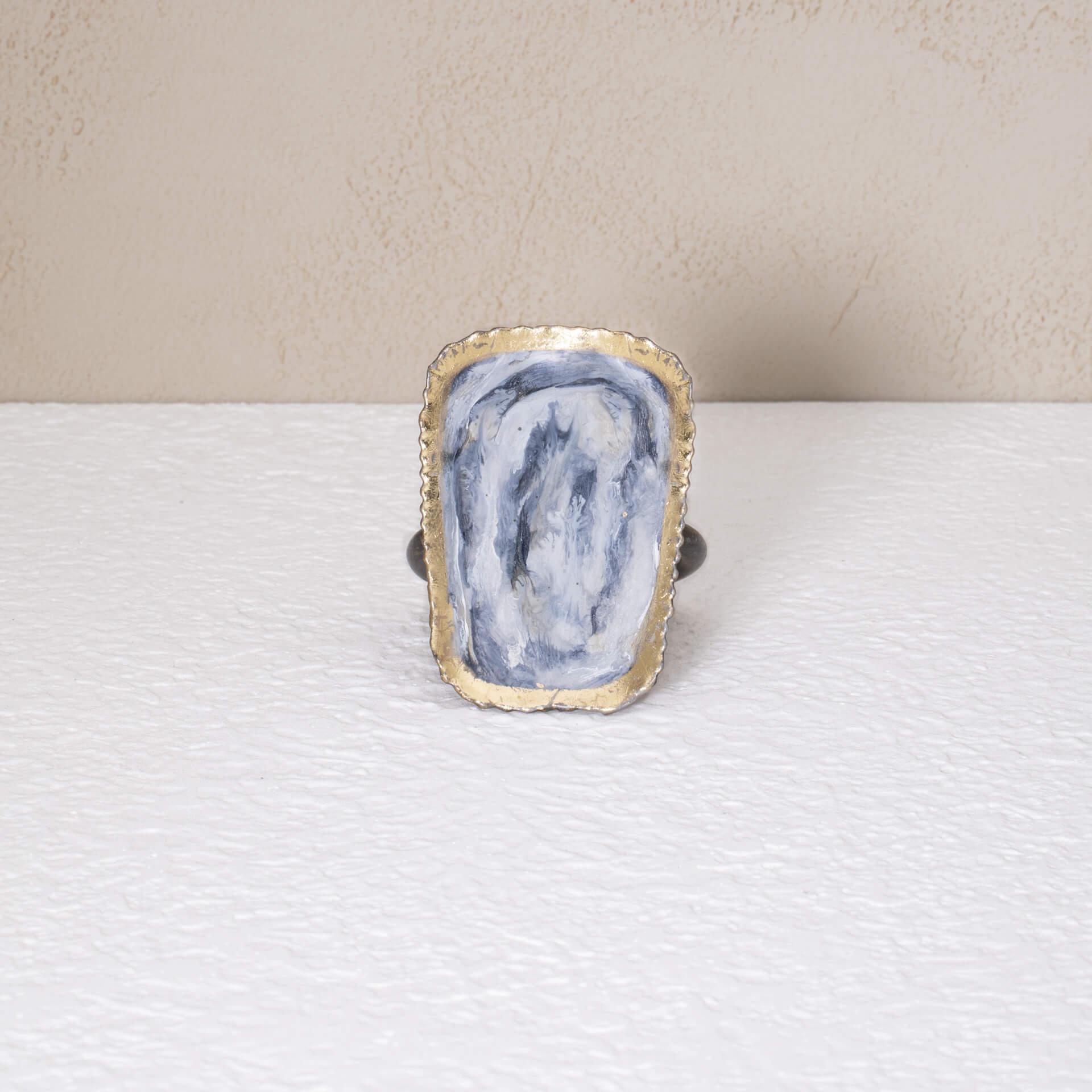 blue rectangle metal napkin ring