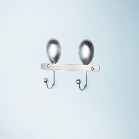 silver metal wall w/2 hooks - ellementry