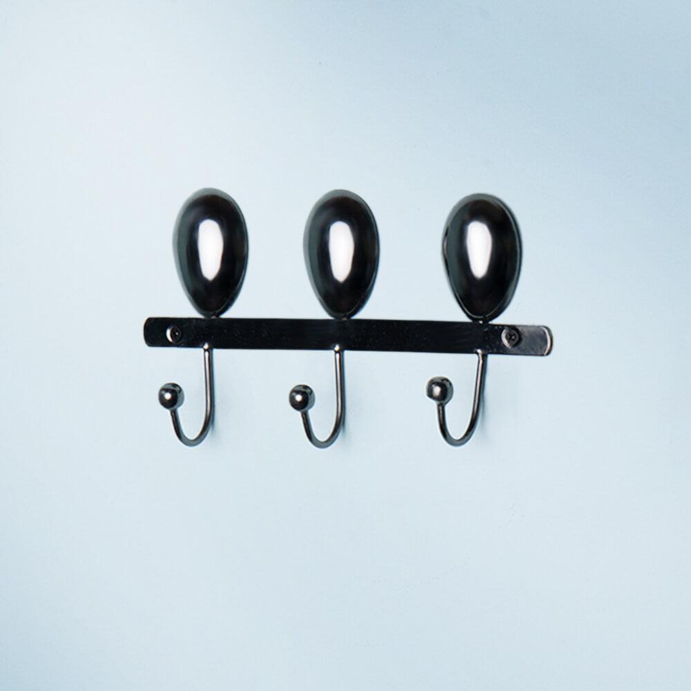 Black Metal Wall W/3 Hooks