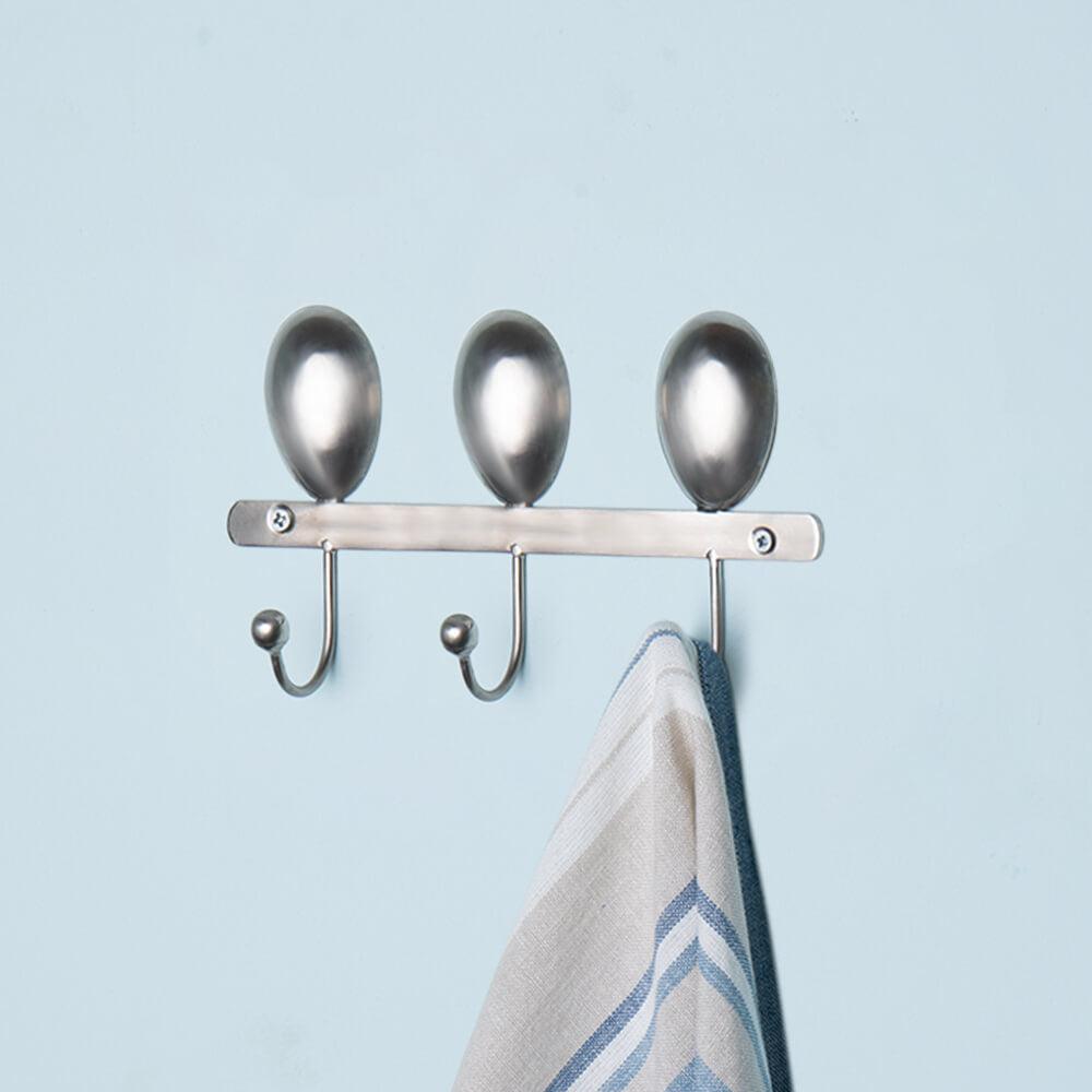 Silver Metal Wall W/3 Hooks - ellementry