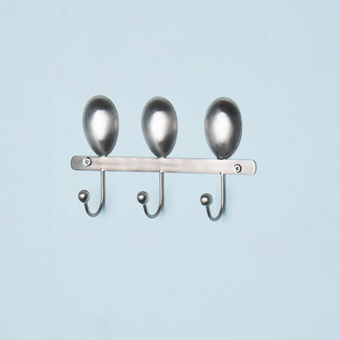 Silver Metal Wall W/3 Hooks - ellementry