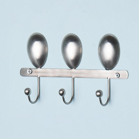 Silver Metal Wall W/3 Hooks - ellementry