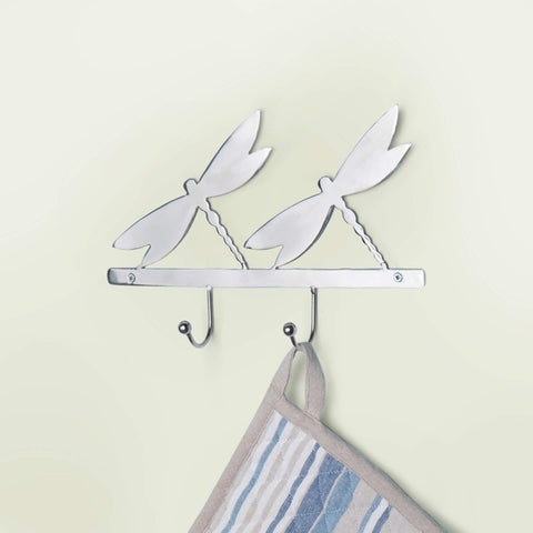 silver metal butterfly wall w/2 hooks - ellementry