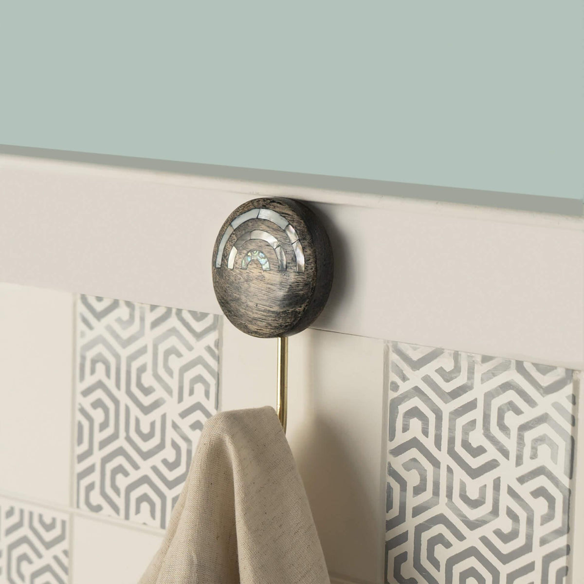 circles black wooden wall hook - ellementry