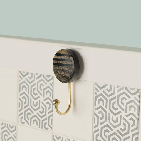 Lines Black Wooden Wall Hook - ellementry